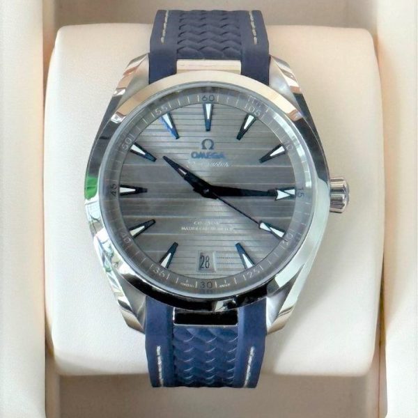 2022 Omega Seamaster Aqua Terra 41mm Blue Rubber Strap Grey Dial